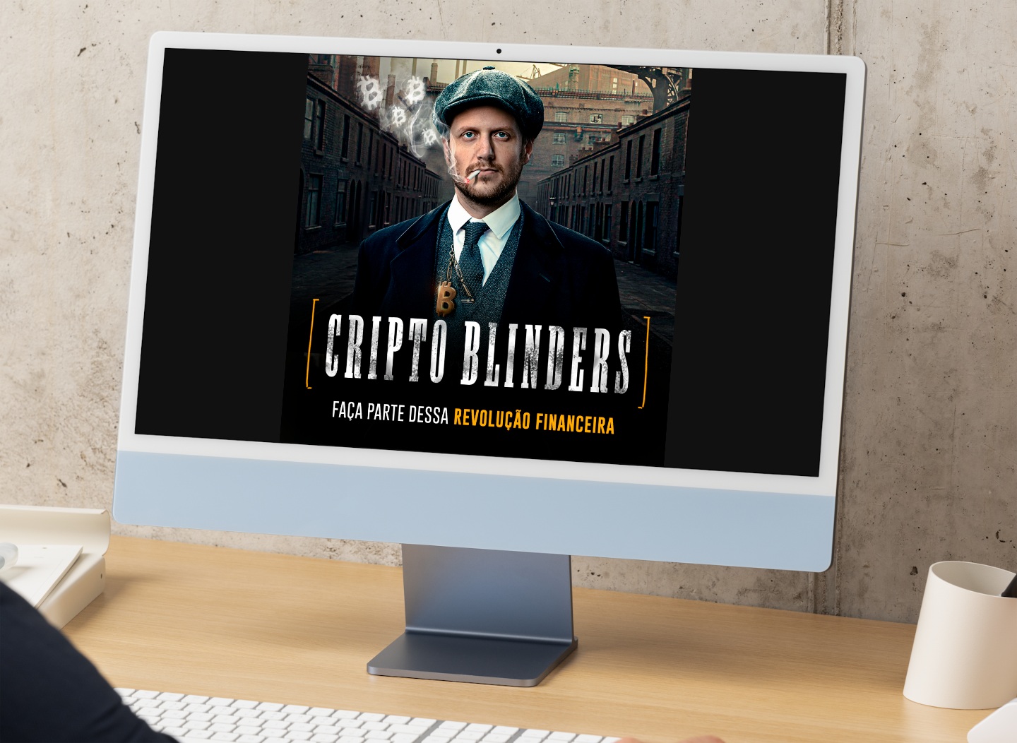 Estudante assistindo uma aula do curso CriptoBlinders no tablet, com foco em técnicas de DeFi e trading de criptomoedas