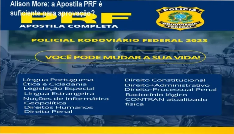 Capa da apostila PRF atualizada criada por Alison More para concurseiros iniciantes