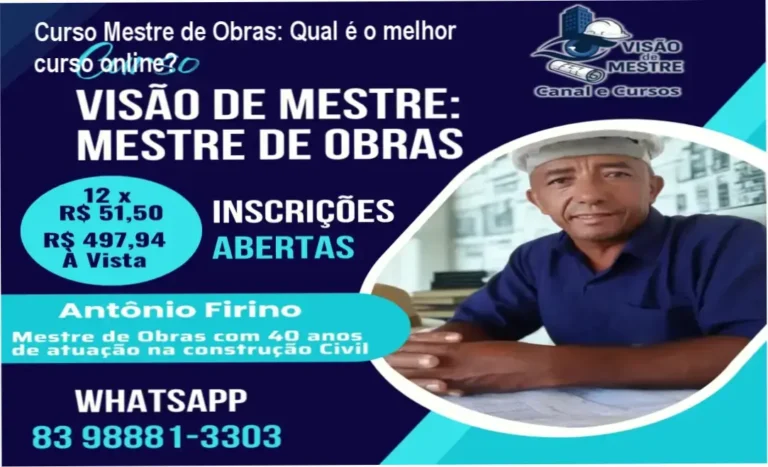 Capa do curso Mestre de Obras com destaque para o autor e certificação digital incluso