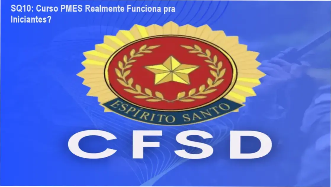 Capa do curso preparatório SQ10 para Soldado da PMES mostrando interface de vídeoaulas e materiais de estudo