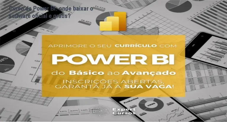 Tela do Power BI aberta em computador com dashboard profissional do curso
