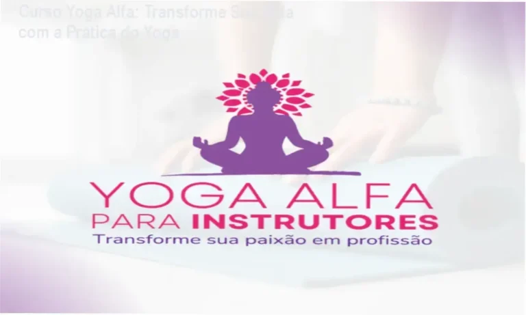 Pessoa praticando yoga com o guia do Curso Yoga Alfa ao lado