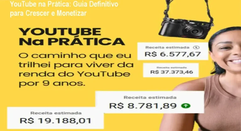 Página de inscrição do curso YouTube na Prática com destaque para o título do curso e a promessa de crescimento no YouTube