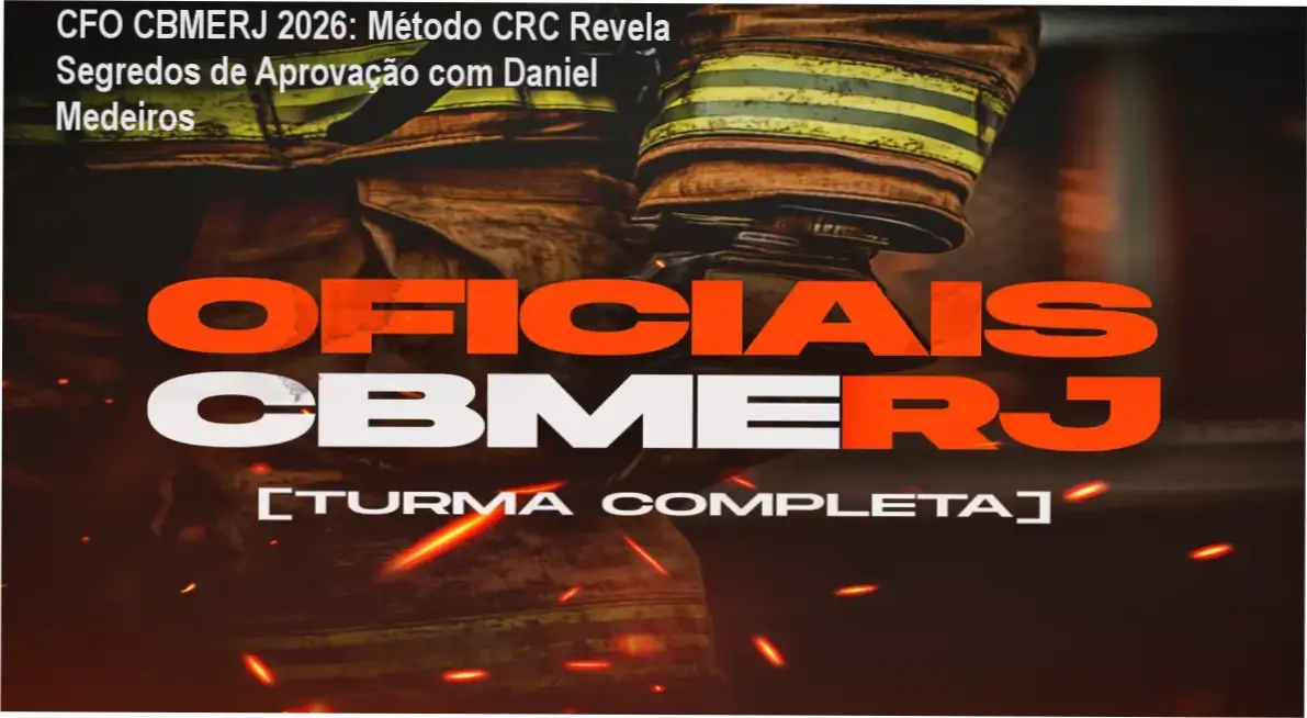 Imagem destacando o autor Daniel Medeiros, físico pela UFRJ, com interface do curso online de preparação para CFO no CBMERJ