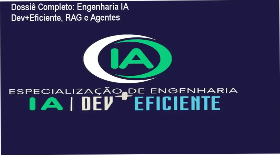 Ilustração do ebook Especialização Engenharia de IA Dev + Eficiente destacando pipelines RAG e agentes