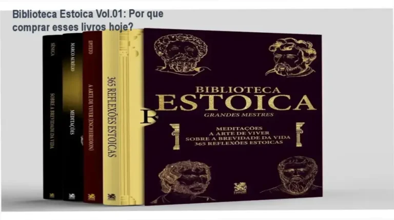 Box com 4 livros sobre estoicismo: 'Meditac'¦es do Imperador', 'Cartas de S´eneca', 'Discursos de Epicteto' e introdução à filosofia estoica