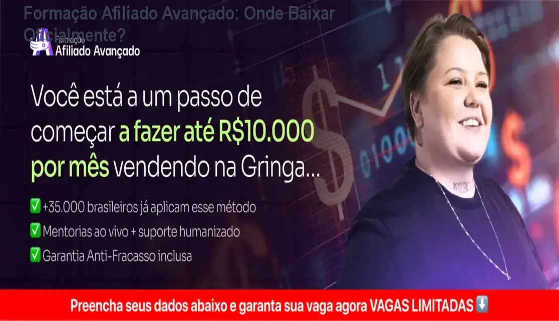 Tela do site oficial da Formação Afiliado Avançado de Taynã Gauche com a área de membros online