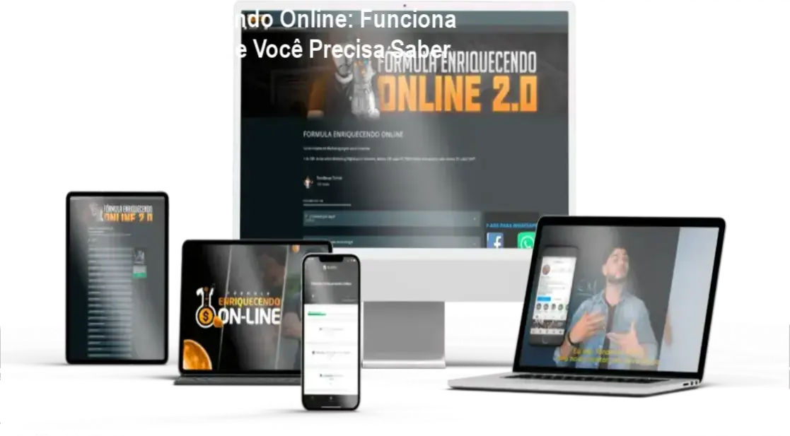 Curso online de marketing digital Fórmula Enriquecendo Online ensinando estratégias de venda e empreendedorismo digital.