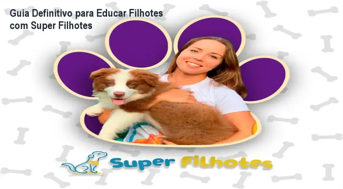 Curso Super Filhotes Marina Volanski com destaque para o ebook bônus e abrangência em adestramento, comportamento e alimentação.
