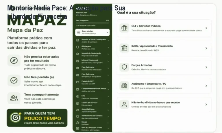 Imagem destacando a Mentoria Nadia Pace com destaque para o e-book e estratégias financeiras