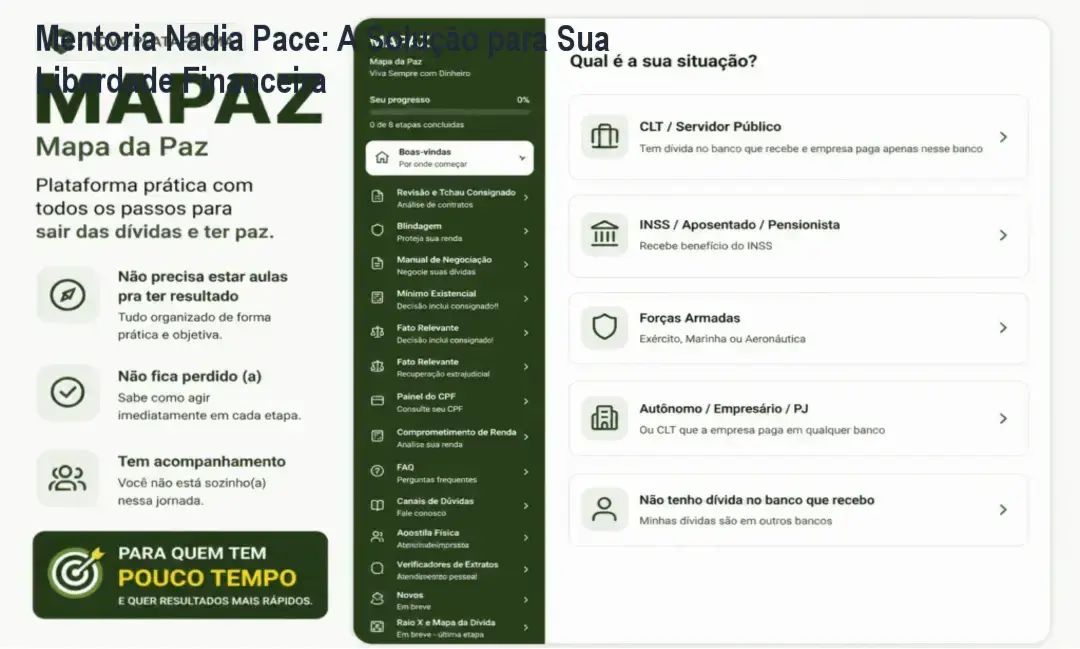 Imagem destacando a Mentoria Nadia Pace com destaque para o e-book e estratégias financeiras