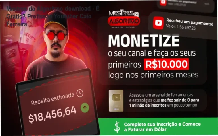 Capa do curso Mestres do Algoritmo com foco em automação de canais no YouTube usando IA