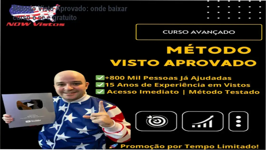 Capa do curso Método Visto Aprovado exibida na plataforma de acesso oficial