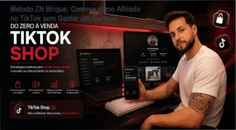 Imagem mostrando um exemplo prático de aluno aplicando o Método ZN Brique, destacando o aspecto de brique orgânico e vendas no TikTok.