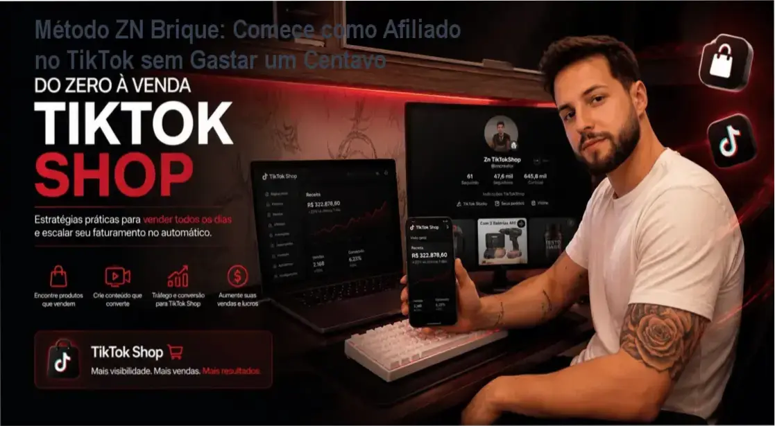 Imagem mostrando um exemplo prático de aluno aplicando o Método ZN Brique, destacando o aspecto de brique orgânico e vendas no TikTok.
