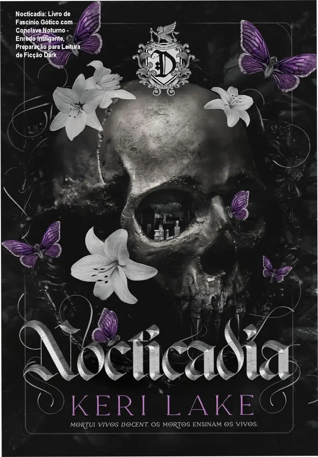 Capa do livro Nocticadia com destaque para os personagens principais e o título do romance