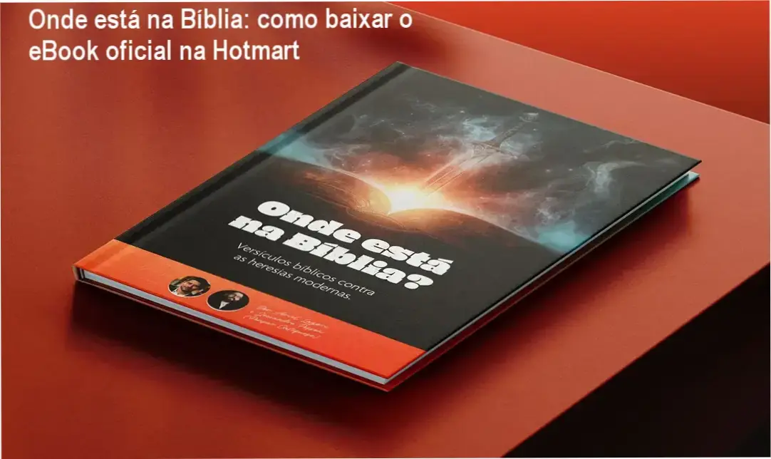 Capa do eBook Onde está na Bíblia em um celular com ícone de download da Hotmart
