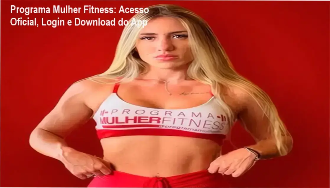 Tela de login do aplicativo Programa Mulher Fitness no smartphone da aluna