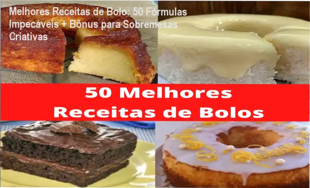 Foto de padeiro mostrando diversas receitas de bolos caseiros em uma mesa