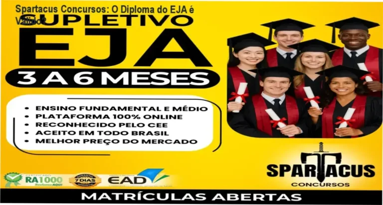 Estudante utilizando computador para realizar o curso de Supletivo EJA online da Spartacus Concursos