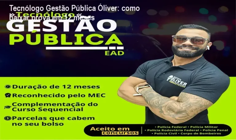 Tela do site oficial do Instituto Óliver com acesso ao diploma do tecnólogo em Gestão Pública