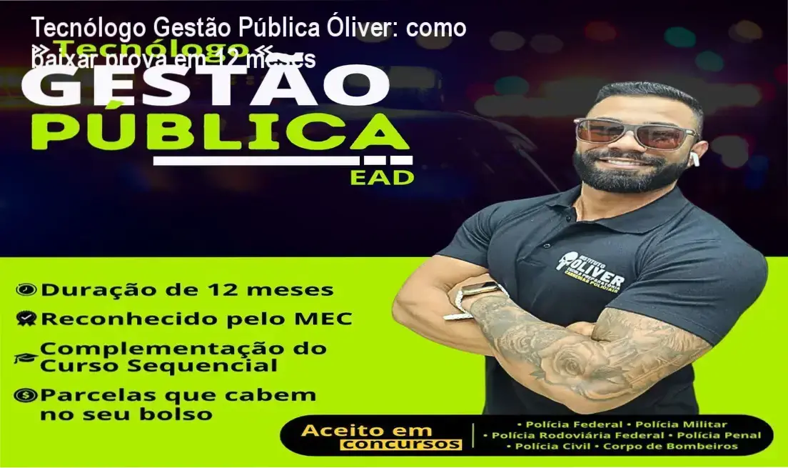 Tela do site oficial do Instituto Óliver com acesso ao diploma do tecnólogo em Gestão Pública