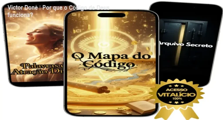 Capa do curso O Código de Deus de Victor Doné mostrando mapa de reprogramação mental