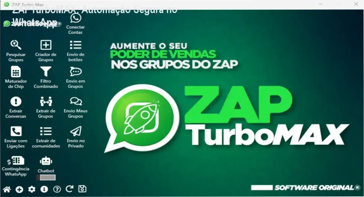 Tela do ZAPTurboMAX mostrando interface de automação com chatbot integrado