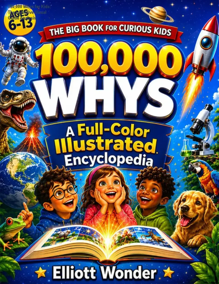 A detailed view of the 100,000 Whys for Kids visual encyclopedia showing colorful educational infographics