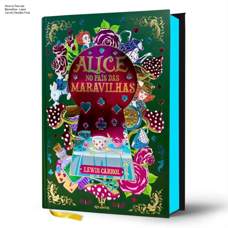 Livro Alice no País das Maravilhas edição de luxo com capa dura e acabamento sofisticado