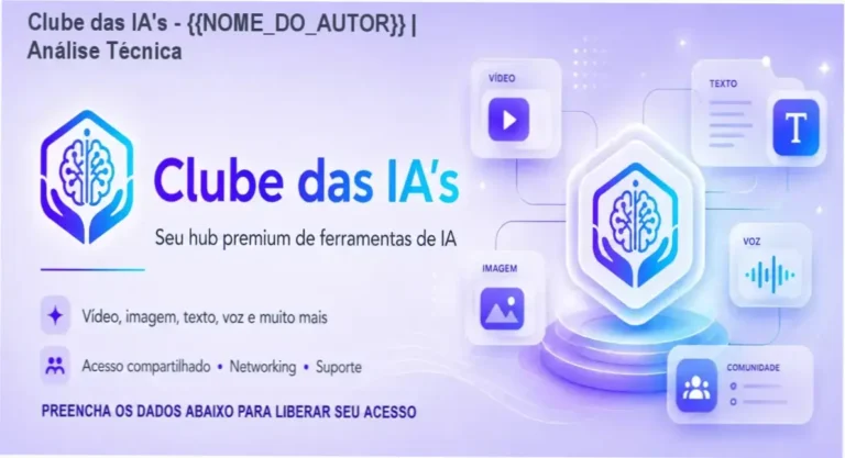 Capa digital destacando o título do ebook 'Clube das IA's' com ícones de ferramentas de IA como ChatGPT, Midjourney e Gemini Ultra