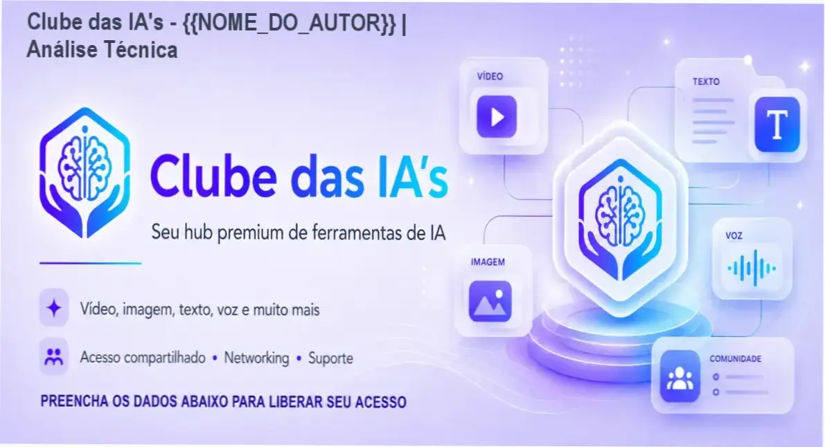 Capa digital destacando o título do ebook 'Clube das IA's' com ícones de ferramentas de IA como ChatGPT, Midjourney e Gemini Ultra
