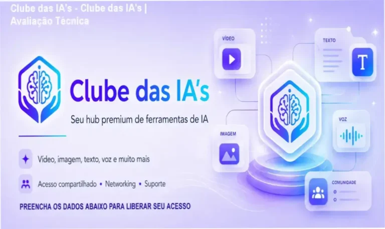 Interface de ecossistema digital com ícones de ferramentas de inteligência artificial para criação de conteúdo