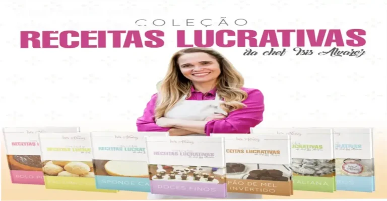 Conjunto de apostilas digitais e videoaulas da Coleção Receitas Lucrativas da Chef Ísis Alvarez para confeitaria comercial