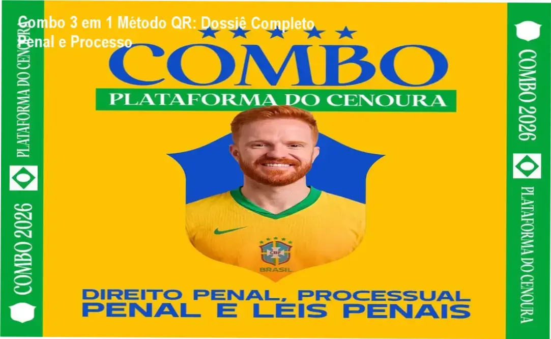 Interface do Combo 3 em 1 do Método QR mostrando livros interativos com tecnologia QR Code para estudos de Direito Penal
