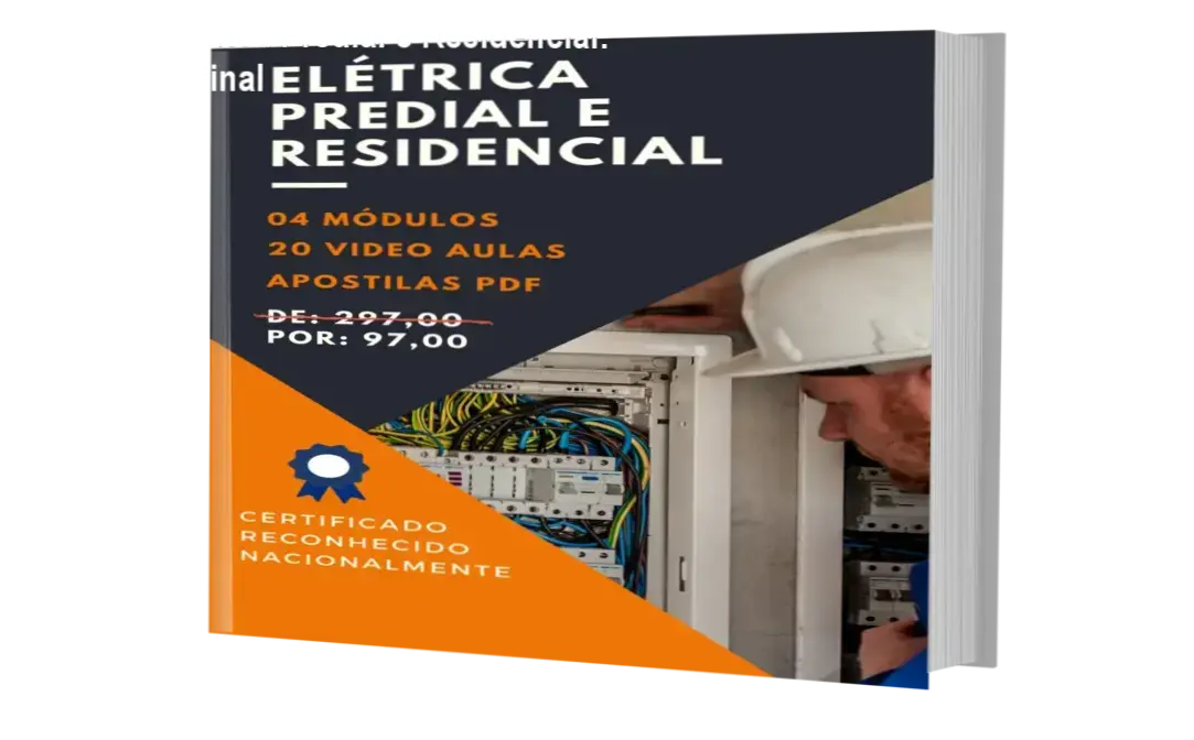 Material didático e certificado do Curso de Elétrica Predial e Residencial
