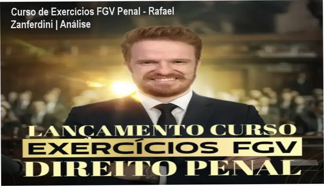 Interface de curso online de exercícios de Direito Penal focados na banca FGV apresentando resolução de questões