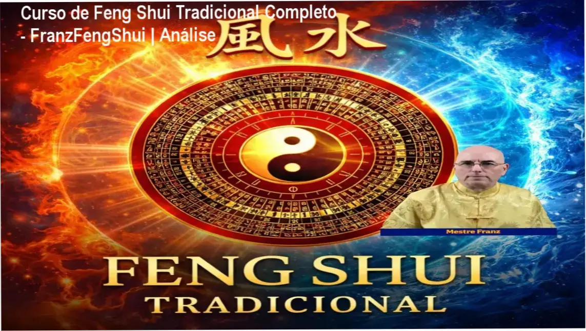 Representação visual de estudo de Feng Shui Tradicional com elementos de arquitetura energética e harmonia de ambientes