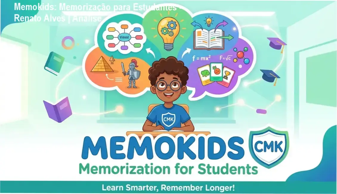 Capa do curso Memokids de Renato Alves mostrando técnicas de memorização para estudantes