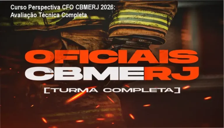 Interface do curso online Perspectiva para o concurso CFO CBMERJ com foco em preparação militar