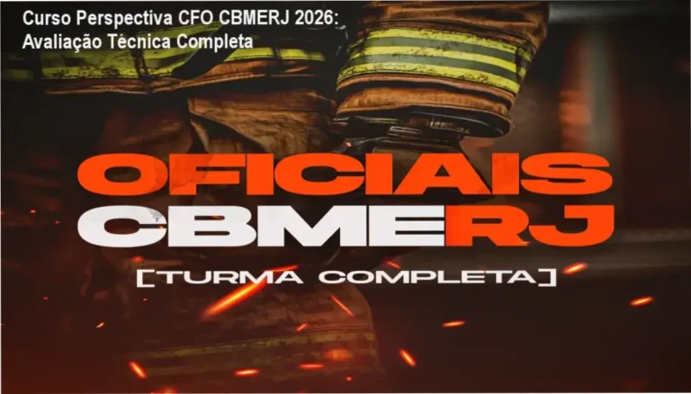 Interface de estudos do Curso Perspectiva para o CFO CBMERJ com foco em aprovação militar