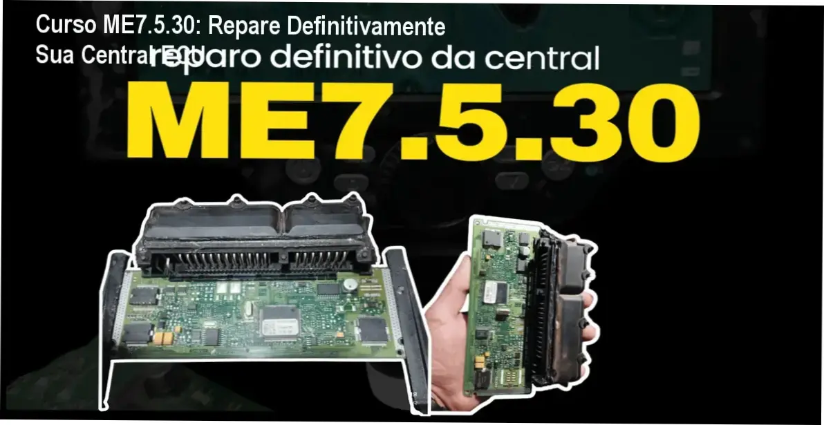 Imagem ilustrando diagnóstico técnico em bancada de central ME7.5.30