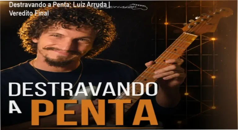 Guitarrista aplicando a metodologia Destravando a Penta de Luiz Arruda no braço da guitarra