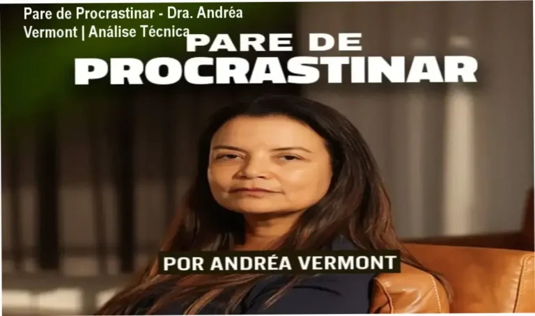 Capa do ebook Pare de Procrastinar da Dra. Andréa Vermont destacando a abordagem psicanalítica sobre autossabotagem