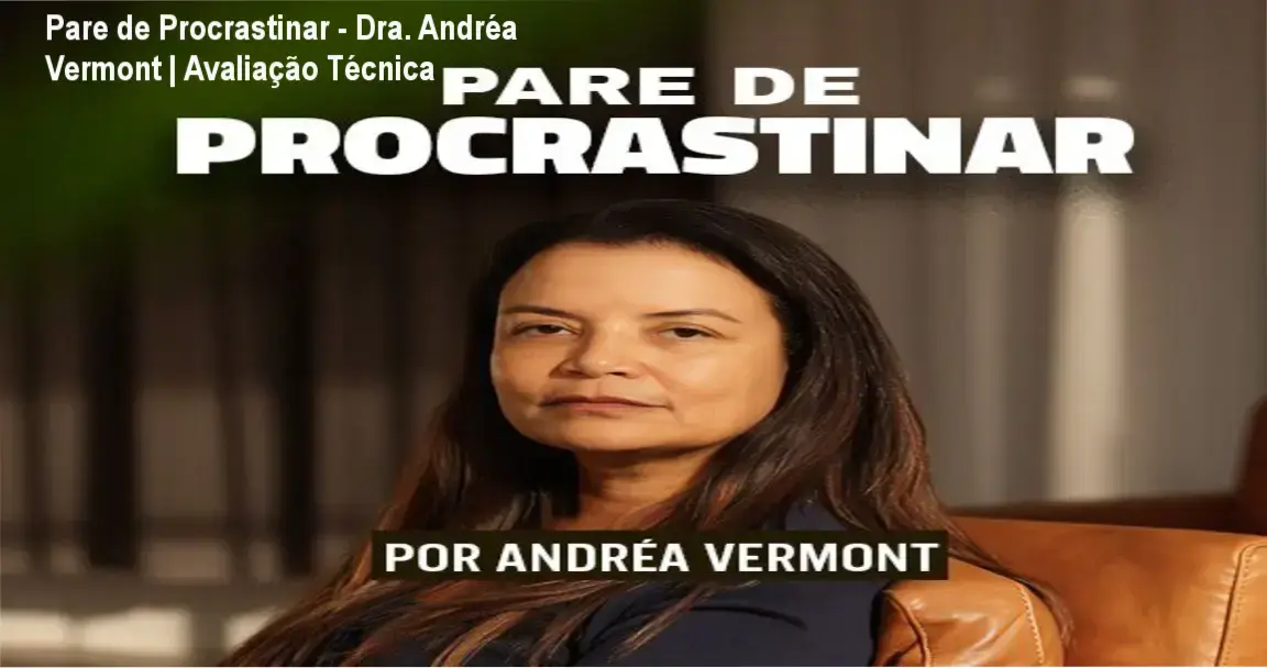Capa do ebook Pare de Procrastinar da Dra. Andréa Vermont sobre autossabotagem e produtividade