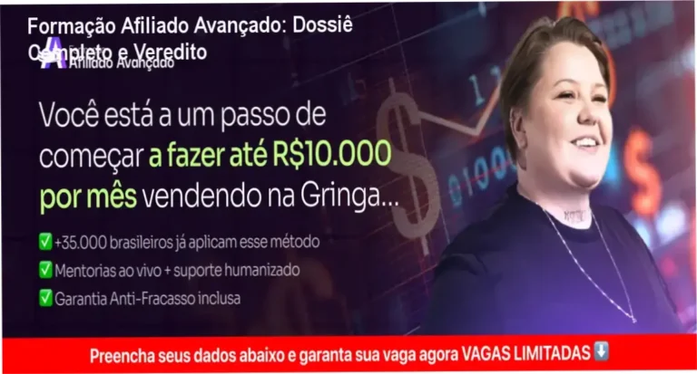 Infográfico detalhando o método de marketing de afiliados internacionais da Formação Afiliado Avançado