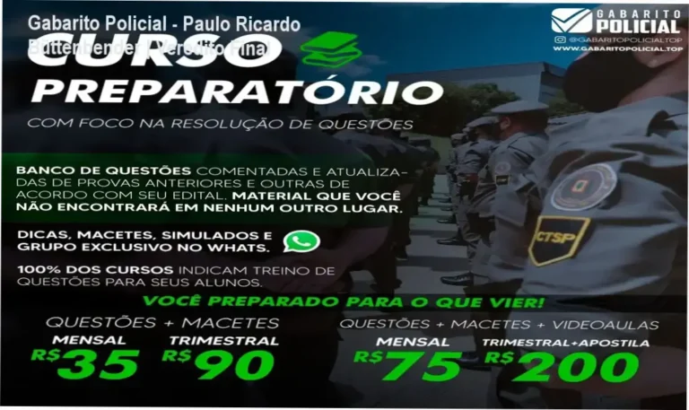 Material de estudo Gabarito Policial com questões comentadas para concursos de segurança pública