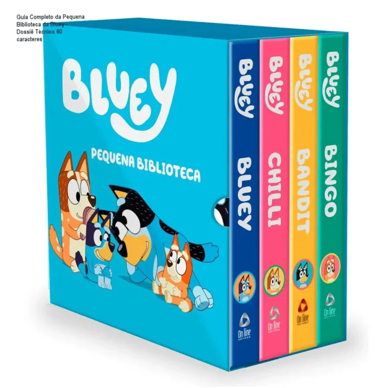 Capa da Pequena Biblioteca da Bluey com 4 livros para crianças da On Line Editora