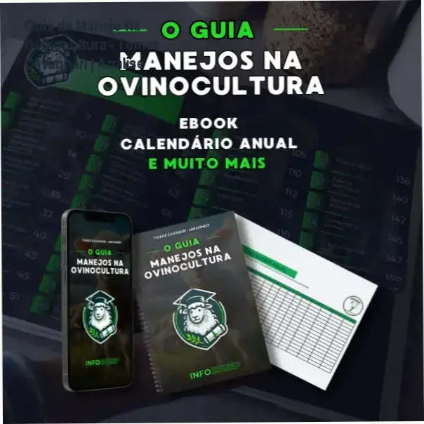 Capa do ebook Guia de Manejo na Ovinocultura com ferramentas de gestão e planilhas de controle de rebanho