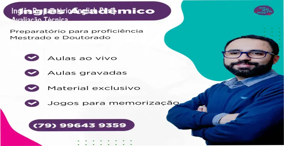 Curso de inglês para proficiência em mestrado e doutorado da English Pós